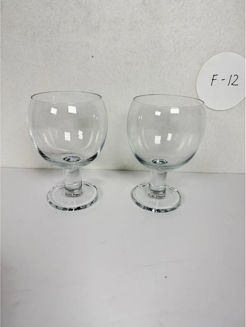 Crate & Barrel Clear Footed Glass Goblets Water Wine Glasses Set of 2 F-12